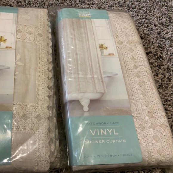 MARTHA STEWART * Beige ECRU Vinyl PATCHWORK LACE Shower Curtain 70"x71" * NWT - Picture 1 of 5